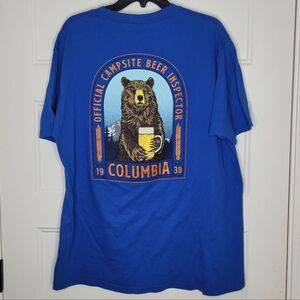 Columbia XL T-Shirt featuring a "Campsite Beer Inspector" bear logo on back